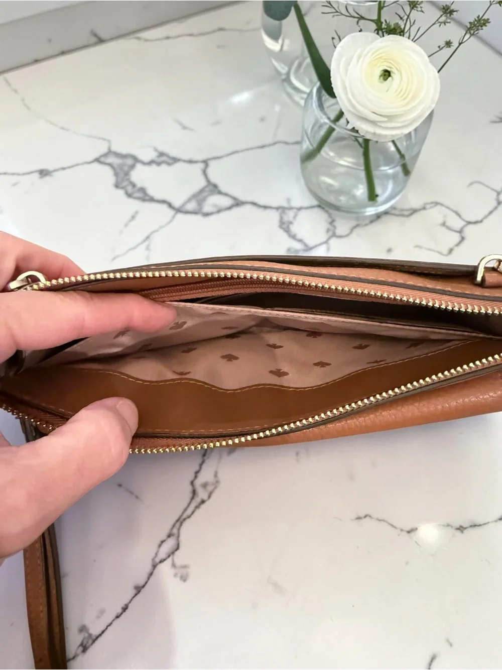 Kate Spade Leila Warm Gingerbread (cognac color)Pebbled Leather Crossbody NWT